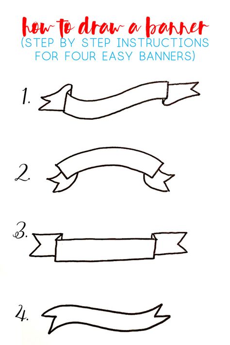 how to draw a banner Drawing A Banner, How To Draw A Banner Step By Step, How To Draw A Ribbon Banner, Draw Ribbon Banner, How To Draw A Banner, Classroom Castle, Simple Banner Design, Drawing Banners, How To Draw Banners