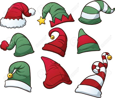 Elf Hat Drawing, Easy Christmas Drawings, Hat Drawing, Christmas Photo Booth, Christmas Doodles, Elf Hat, Hat Clips, Holiday Planning, Christmas Drawing