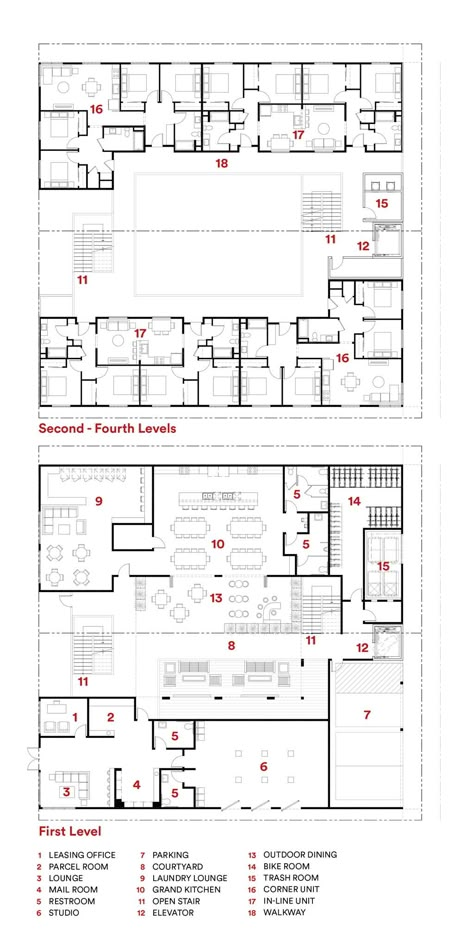 School Floor, Hostel Design, Single Apartment, Open Stairs, Communal Living, Grand Kitchen, Co Housing, Commercial And Office Architecture, Bike Room