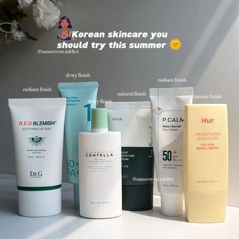 Choosing a Korean 🇰🇷 sunscreen for this summer isn't that hard when we have so many good options available. Just pick any one of these and I promise you'll be pleased. *Gifted products Korean Sunscreen, Routine Aesthetic, Sun Cream, August 1, Korean Skincare, Face Skin, Care Routine, I Promise, Care Products