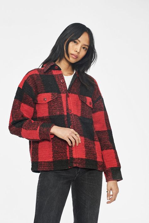 Anine Bing Style, Storm Fashion, Buffalo Plaid Jacket, Grunge Flannel, Red Buffalo Plaid, Red Flannel, Grunge Look, Flannel Jacket, Anine Bing