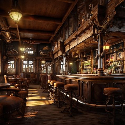 Saloon Wild West, Western Saloon Concept Art, Wild West Saloon Interior, Western Restaurant Interior, Old Saloon Bar, Western Saloon Aesthetic, Wild West Interior, Western Saloon Interior, Saloon Aesthetic