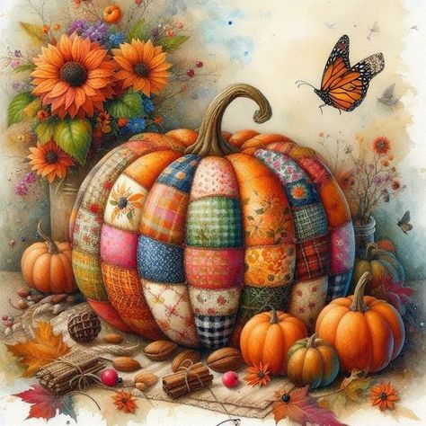 (20+) Vintage Charm Digital Designs ~ Free Printables | Facebook Pumpkin Illustration Autumn, Pastel Pumpkins, Autumn Prints, Illustration Autumn, Fall Artwork, Pumpkin Illustration, Hello November, Wall Decor Crafts, Halloween Greetings