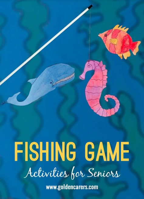 Fishing Game Activities Assistant Nursing Homes, Activities For Fathers Day, Resident Activities, Activities Board, Assisted Living Activities, Memory Care Activities, Gentle Exercise, Activities For Seniors, Fishing Games