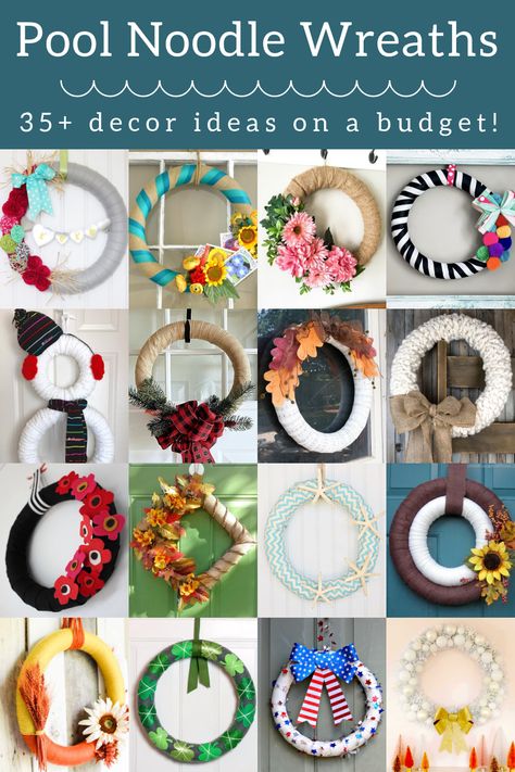 These pool noodle wreaths are so easy to make and look lovely in your home. Grab a pool noodle from the dollar store and get creative! White Pool Noodle Crafts, How To Make A Pool Noodle Wreath, Pool Noodle Candy Cane Wreath, Noodle Wreath Diy, Dollar Tree Pool Noodle Crafts, Pool Noodle Projects, Christmas Craft With Pool Noodle, Pool Noodle Crafts Decor, Pool Noodle Ideas Crafts