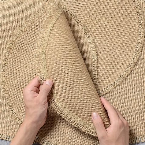 Table Placemats - perfect for layering your thanksgiving table. Table Mats Ideas Handmade, Wedding Place Mats, Jute Table Mats, Burlap Placemats, Natural Farmhouse, Wedding Placemats, Decor For Thanksgiving, Website Photography, Jute Fabric