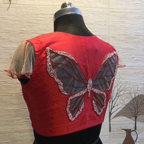 Butterfly Blouse Designs, Bitter People Quotes, Bitter People, Maggam Blouses, Pattern Blouses, Model Blouse Designs, Hand Painted Dress, Kids Blouse Designs, Saree Blouse Neck Designs