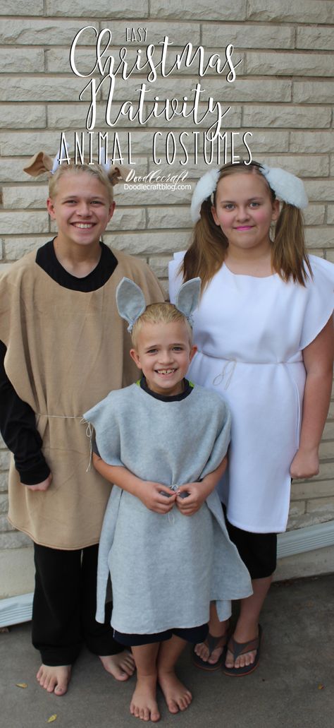 Nativity Christmas Story Animal Costumes! How To Make A Donkey Costume, Nativity Scene Costumes Diy, Christmas Play Costumes Diy, Easy Diy Donkey Costume, Simple Nativity Costumes For Kids, Donkey Nativity Costume, Donkey Costume Diy Nativity, Donkey Diy Costume, Nativity Costume Ideas