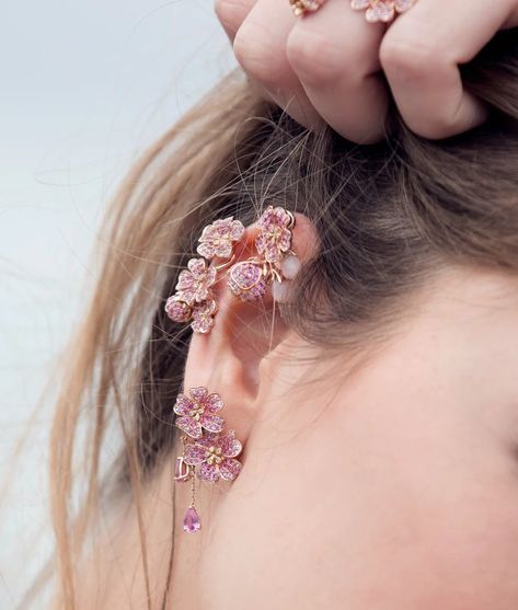 Cherry Blossom Earrings, Contemporary Fine Jewelry, Pink Cherry Blossom, Cherry Trees, Pink Cherry, Classy Jewelry, Jewelry Lookbook, Fancy Jewelry, Pink Opal