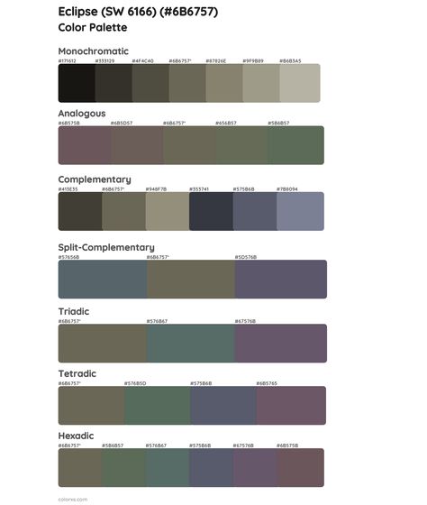 Sherwin Williams Eclipse (SW 6166) Paint coordinating colors and palettes Plum Bedroom Decor, Plum Bedroom Ideas, Blue Grey Kitchen, Plum Bedroom, Summer Pallet, Pantone Color Guide, Plum Paint, Gold Bedroom Ideas, Valspar Colors