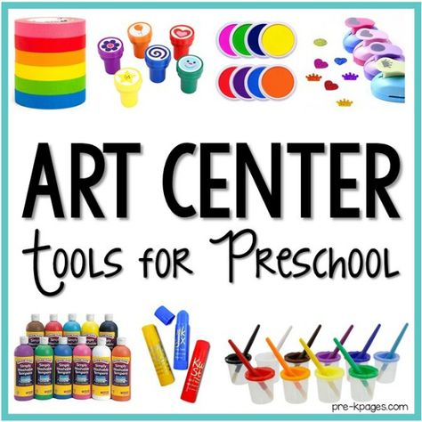 Art Center Supplies for Preschool Center. A list of must-have supplies for the art center in your preschool, pre-k, or kindergarten classroom. Preschool Materials List, Art Center Ideas, Toddler Art Supplies, Art Center Preschool, Abc Preschool, Art Supplies List, Art Centers, Pre K Pages, Preschool Centers