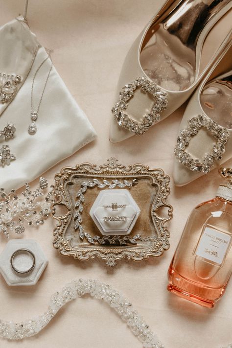 Bridal Details | Wedding Heels | Vintage Wedding Rings | Wedding Inspo - Ashley Sara Photography - Vintage Flat Lay Wedding, Bridal Flat Lay Photography, Black Tie Wedding Ideas, Details Wedding Invitation, Wedding Accessories Photography, Invitation Photography, Flat Lay Wedding, Wedding Flatlay, Pittsburgh Wedding Photography