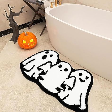 Percozzi Halloween Bath Mat Ghost Tufted Rug Non Slip Floor Mat for Bathroom Kitchen Rug Soft Absorbent Bath Tub Carpet Room Decor Halloween Supplies Fall Coffee Table Decor, Halloween Bathroom Decor, Halloween Bath, Halloween Fireplace, Scary Halloween Decorations Diy, Fall Front Porch Decor Ideas, Halloween Bathroom, Fall Fireplace, Fall Living Room Decor