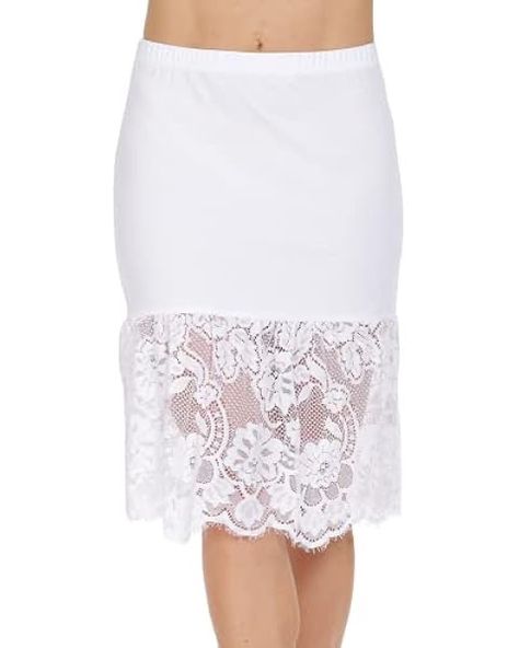 MELODY Double Lace Half Slip Satin Skirt Extender- 21" length (SMALL, IVORY-BLACK) at Amazon Women’s Clothing store Dress Extender Slip, Slips For Women, Skin Itching, Skirt Extender, Dress Extender, Half Slip, Skirt For Women, Slip Skirt, Other Half