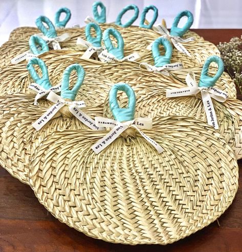 Anahaw fan Fan Souvenir, Filipiniana Wedding, Wedding Giveaways, Wedding Fans, Small Fan, Civil Wedding, April 2024, Wedding Guest, Straw Bag