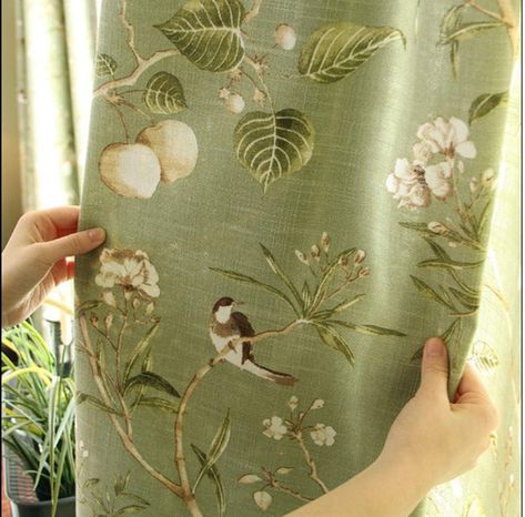 $27, 1 panel, 52"x 96" Bird Curtains, Color Window, Curtains Decor, Green Drapes, Unique Curtains, Green Windows, Blackout Panels, Curtain Length, Curtains Width