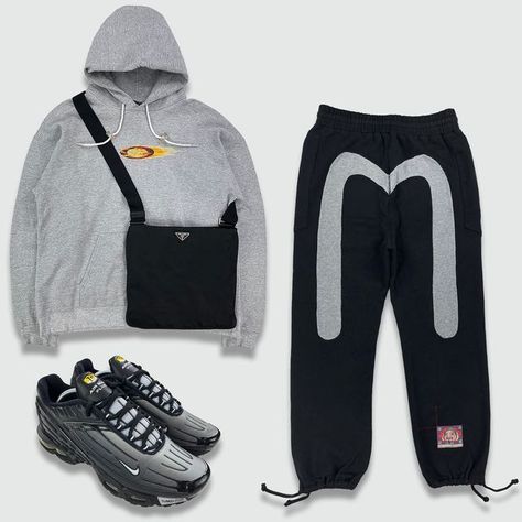 Fit Layout, Flame Hoodie, Tn 3, Bloke Core, Joggers Nike, Uk Streetwear, Custom Fitted Hats, Nike Tn, Outfit Streetwear