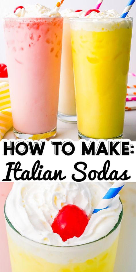 How To Make Your Own Soda, Italian Creme Soda Recipe, Club Soda Cocktails Non Alcoholic, Drinks Instead Of Soda, Mixed Soda Drinks, Soda Fountain Drinks, Peach Italian Soda, Soda Punch Recipes, Old Fashion Soda Recipes