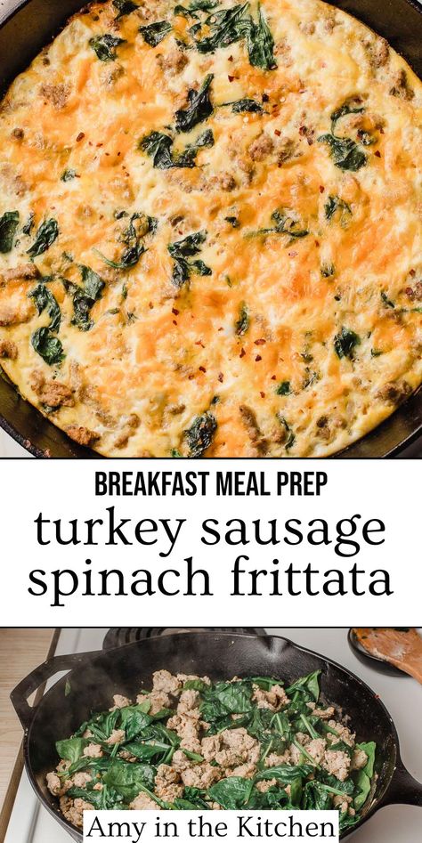 Breakfast Turkey Sausage Recipes, Sausage Frittata Recipes, Ground Turkey Breakfast, Turkey Frittata, Fritata Recipe, Spinach Frittata Recipes, Homemade Turkey Sausage, Sausage Egg Bake, Eggs Bake