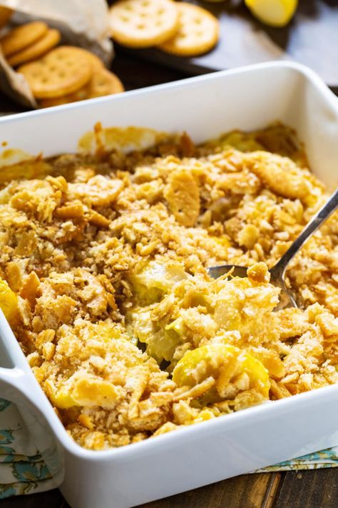 Yellow Squash Casserole with buttery cracker topping. Southern Squash Casserole, Spicy Southern Kitchen, Yellow Squash Casserole, Kitchen Yellow, Yellow Squash Recipes, Squash Casserole Recipes, Favorite Casseroles, Southern Kitchen, Vegetable Casserole