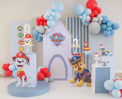 1st Birthday Paw Patrol, Paw Patrol Party Ideas Balloons, Paw Patrol Birthday Balloons, Paw Patrol Balloon Decorations, Paw Patrol Party Ideas Decoration Boys, Modern Paw Patrol Party, Paw Patrol Party Ideas Decoration, Paw Patrol Theme Party, Paw Patrol Birthday Party Cake