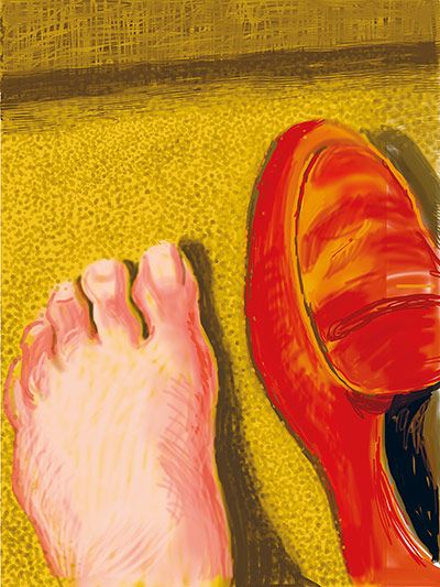 Untitled, 6 January 2011, 1 iPad Drawing of a foot and a shoe David Hockney Hockney Drawings, Hockney Portraits, David Hockney Ipad, David Hockney Paintings, David Hockney Art, Ipad Drawing, Ipad Painting, East Riding Of Yorkshire, Pop Art Movement