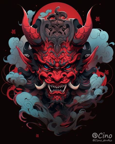 Follow me to explore more of my unique AI-generated artwork. This particular piece was crafted using Midjourney. If you reposting my picture please give me credit. Your support means a lot!🥰 Mascara Oni, Oni Samurai, Red Demon, Ronin Samurai, Demon Mask, Spartan Tattoo, Oni Demon, Fashion Poster Design, Samurai Artwork