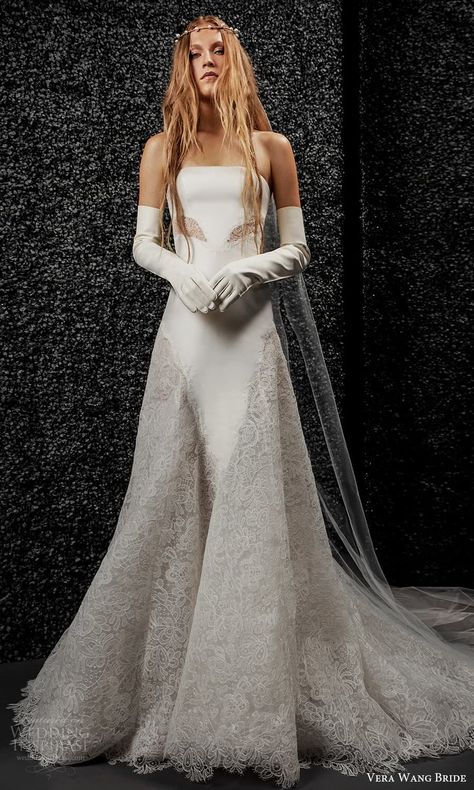 vera wang bride pronovias fall 2021 bridal glove strapless straight across neckline modern modified a line wedding dress chapel train (36) mv -- Vera Wang Bride Fall 2021 Wedding Dresses | Wedding Inspirasi #wedding #weddings #bridal #weddingdress #weddingdresses #bride #fashion #label:Pronovias #label:VeraWang #label:VeraWangBride #season:Fall/Winter #week:392021 #year:2021 ~ Vera Wang Wedding Dress, Vera Wang Bridal, Vera Wang Wedding, Wedding Dresses Vera Wang, Diane Kruger, Bridal Dress Design, Elegant Bride, Formal Dresses For Weddings, Luxury Wedding Dress