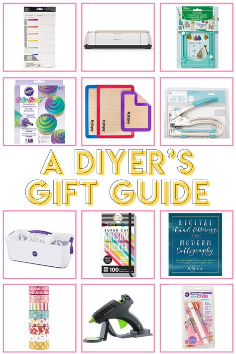 A Crafter Gift Guide // Gift Ideas for DIYers // Check out this roundup of the best gifts for makers this year! Choose a gift for crafters in any price point #christmas #shopping #holidayshopping #giftguide #diygifts #giftideas #craftmas Christmas Gifts For Crafters, Crafters Gift Basket Ideas, Affordable Educational Craft Supplies For Gifts, Art Supplies Gift Basket Ideas, Customizable Craft Supplies For Personalized Gifts, Customizable Educational Craft Supplies For Gifts, Useful Gift Ideas, Gifts For Crafters, Basic Hand Lettering