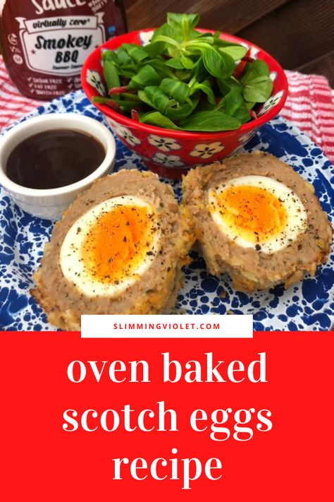 Scottish Egg Recipe, Scotch Eggs Recipe Baked, Scottish Sausage, Scotch Eggs Baked, Baked Scotch Eggs, Scottish Eggs, Eggs For Lunch, Oven Baked Eggs, Scotch Eggs Recipe