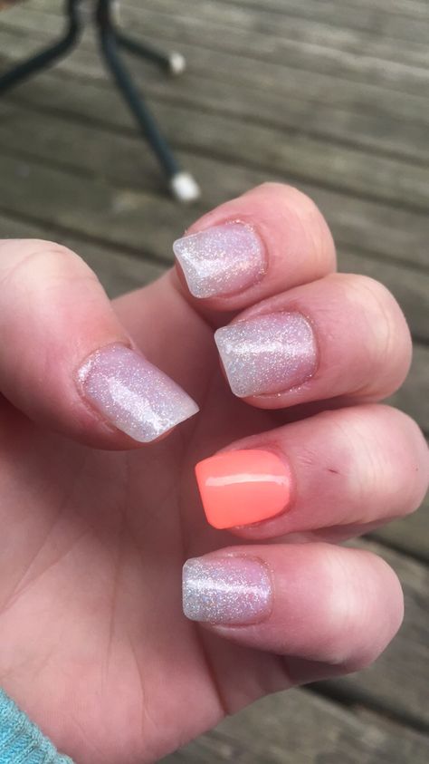 Sparkles/bright salmon Nail Ideas, Sparkle, Nails, Beauty