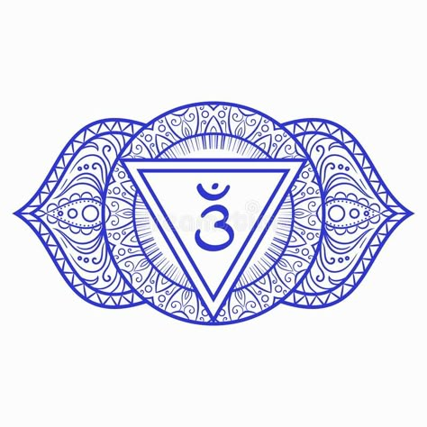 Ajna, third eye chakra symbol. Colorful mandala. Vector illustration. Design royalty free illustration 3rd Eye Illustration, Ajna Chakra Tattoo, Ajna Tattoo, Third Eye Chakra Tattoo, Ajna Chakra Symbol, Third Eye Chakra Art, Chakra Symbols Art, Third Eye Chakra Symbol, Third Eye Symbol