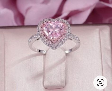 Heart Shaped Diamond Ring, Pink Wedding Rings, Dream Engagement Rings, Heart Shaped Diamond, Style Pink, 2019 Fashion, Crystal Ring, Girly Jewelry, Ring Diamond