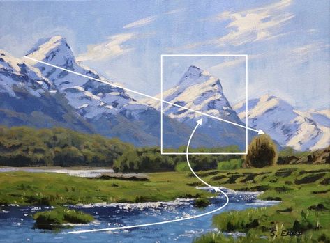 How to Paint a Mountain Landscape in Acrylics Composition Theory, Paint A Mountain, Wyoming Landscape, Shadow Painting, Studio Ghibli Background, Learning To Paint, Art Basics, Pastel Landscape, Watercolor Lessons