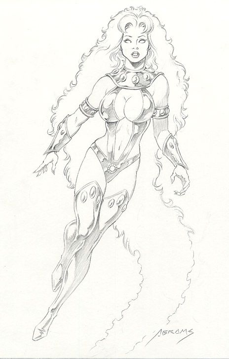 Starfire by Paul Abrams Starfire Tattoo Design, Starfire Drawing, Starfire Tattoo, Starfire Coloring Pages, Starfire Sketch, Starfire Drawing Sketches, Starfire Drawing Cartoon, Starfire Concept Art, Raven Drawing Teen Titans Fanart