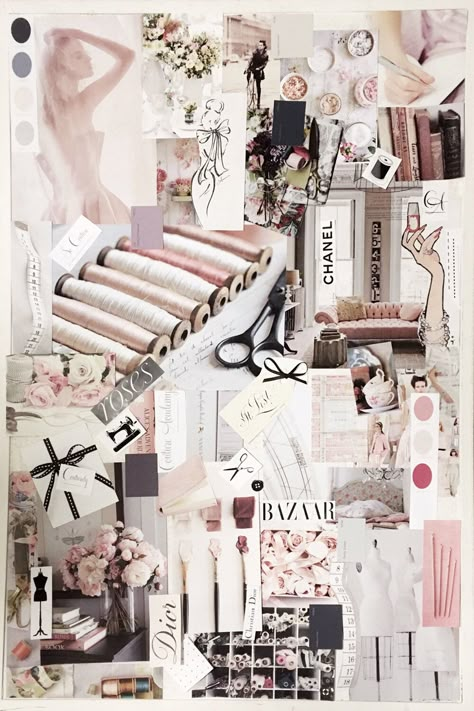 The Brand Mood Board For To Gather And Stitch Mode Board Fashion Design, Moodboard For Fashion Design, Fashion Designer Board, Wedding Dress Mood Board, How To Create Mood Boards, Sewing Mood Board, Fashion Mood Board Aesthetic, Fashion Board Layout, Fashion Mood Boards Layout