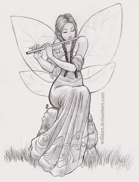 Fairy Sketch, Fairy Drawings, Girl Drawing Sketches, Music Drawings, Fairy Coloring Pages, Girly Drawings, Arte Sketchbook, Pencil Art Drawings, Art Drawings Sketches Creative