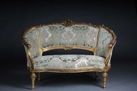 Louis Xv Sofa, Gilded Furniture, Walnut Sofa, French Sofa, Buy Curtains, Bamboo Shades, Elegant Sofa, Diy Dollhouse Furniture, Elegant Home Decor