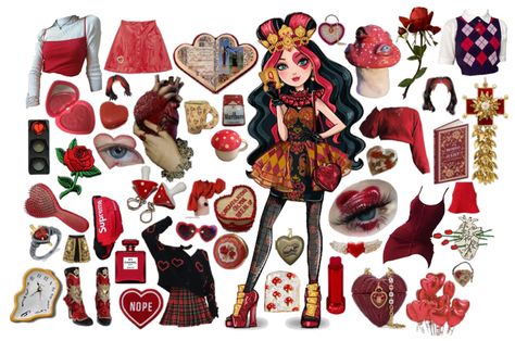 Queen Of Hearts Outfit, Hearts Outfit, Queen Of Hearts Halloween, Red Perfume, Wrestling Outfits, Character Halloween Costumes, Lizzie Hearts, Disney Themed Outfits, Heart Costume