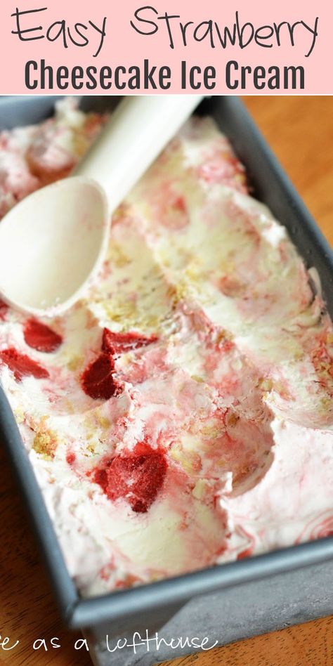 Condensed Milk Ice Cream Recipe, Ice Cream No Machine, Cheesecake Ice Cream Recipe, Easy Strawberry Cheesecake, Strawberry Cheesecake Ice Cream, Golden Oreo, Easy Ice Cream Recipe, Ice Cream Maker Recipes, Cheesecake Ice Cream