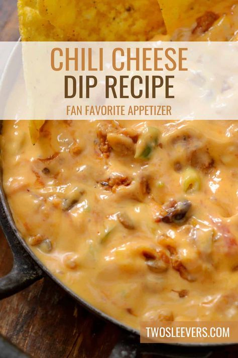 Chili Cheese Dip Recipe | Easy Homemade Chili Cheese Dip - TwoSleevers Homemade Chili Cheese Dip, Chili Cheese Dip With Cream Cheese, Easy Cheese Dip Recipe, Chili Dip With Cream Cheese, Velveeta Chili Cheese Dip, Hormel Chili Dip, Hormel Chili Cheese Dip, Chilli Cheese Dip, Chili Cheese Dip Crockpot