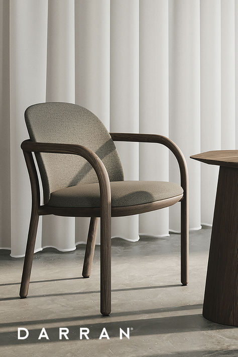 Daydream, designed by Alyssa Coletti, is more than just a place to sit; it's an invitation and an appreciation of the "guests” who occupy it. #interiordesign #officedesign #modernchair #furnituredesign #sponsored Spool Tables, Veneer Panels, Chair Table, Wooden Dining Chairs, Guest Chair, Bent Wood, The Guest, Lounge Seating, Beautiful Chair