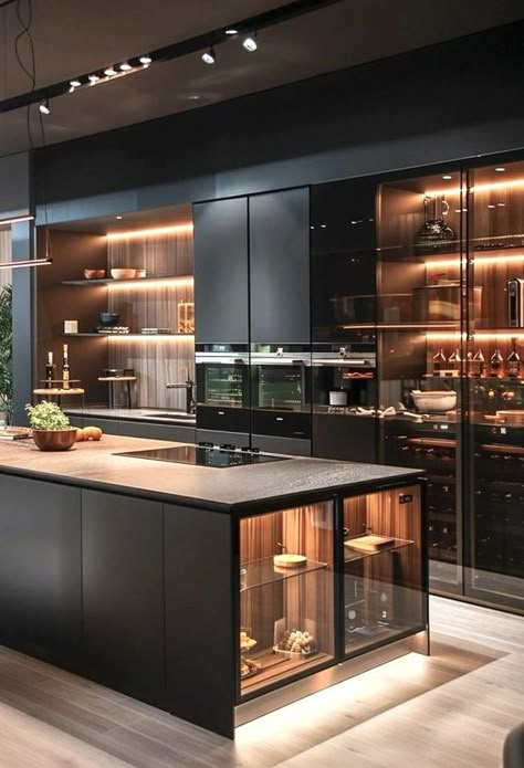 Kitchen Interior Refrigerator, Futuristic Kitchen Design Modern, High Tech Kitchen Design, Smart Home Features, Smart Kitchen Appliances, Kitchen Ideas Refrigerator, Functional Kitchen Ideas, Open Space Living Room And Kitchen Ideas Interior Design, Bar And Kitchen Design