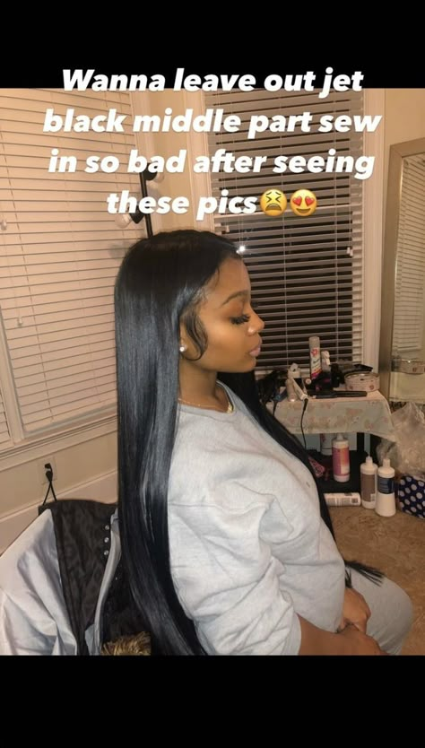 30 Inch Quick Weave Middle Part, 40 Inch Sew In, 32 Inch Bussdown Middle Part, Middle Part Jet Black Sew In, Straight Quick Weave Hairstyles Middle Part, Buss Down Middle Part Sew In, Jet Black Sew In Weave Middle Part, Middle Part With Leave Out, Side Part See In