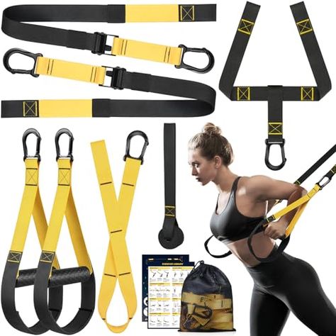 Home Resistance Training Kit, Resistance Trainer Exercise Straps with Handles, Door Anchor and Carrying Bag for Home Gym, Bodyweight Resistance Workout Straps for Full-Body Workout Resistance Training Workouts, Suspension Trainer, Full Body Workouts, Suspension Training, Training Kit, Resistance Workout, Home Workout Equipment, Strength Training Equipment, Gym Essentials