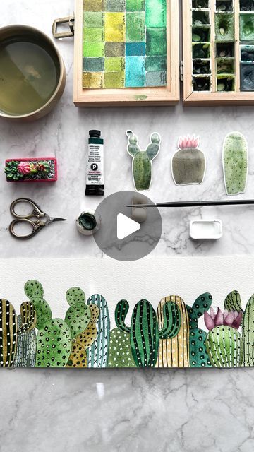 Mayo Moreno|Watercolor Artist on Instagram Cactus Forest, Christmas Greens, Water Abstract, Chicago Artists, Desert Art, Rainbow Aesthetic, Art Diary, Cactus Y Suculentas, Process Art