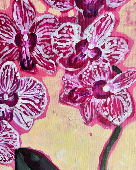 Orchid 30x40 cm Acrylic on canvas board 2024 Orchid Painting Easy, Orchid Reference, Orchid Painting Acrylic, Orchid Still Life, Orchid Aesthetic, Orchid Artwork, Orchid Poster, Orchid Painting, Orchid Art