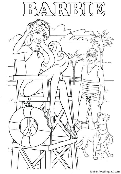 Favor Tag Barbie Invitations, Beach Coloring Pages, Free Barbie, Barbie Printables, Barbie Doll Set, Barbie Coloring, Barbie Coloring Pages, Barbie Cartoon, Barbie Birthday Party