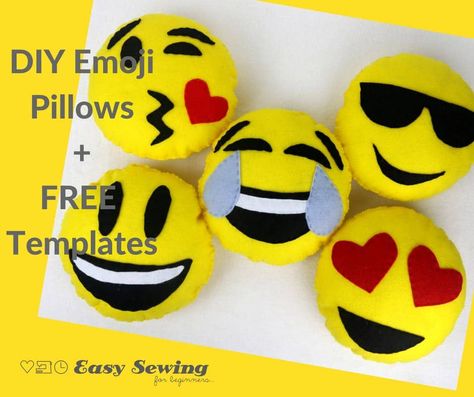 DIY Mini Emoji Pillow Tutorial | Easy Sewing For Beginners (with template) Emoji Pillows Diy, Diy Wrist Warmer, Emoji Craft, Emoji Pillow, Emoji Pillows, Sewing Projects Free, Pillow Tutorial, Sewing Projects For Kids, How To Make Diy