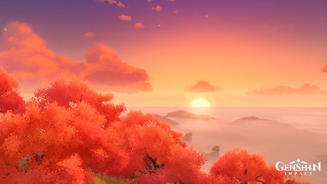 Beautiful landscapes Of Genshin Impact, best sunsets 😍 #Beautiful #GenshinImpact #games #sunsets #calm #wallpaper #genshinimpactwallpaper Genshin Sunset, Genshin Background Landscape, Genshin Impact Landscape, Group Drawing Poses, Genshin Landscapes, Life Drawing Poses, Group Drawing, Calm Wallpaper, Genshin Impact Wallpaper